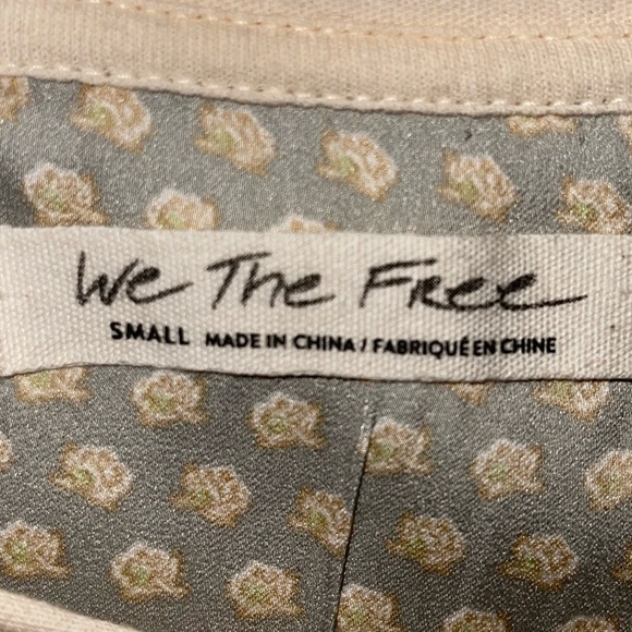 FREE PEOPLE Ivory Patchwork Balloon Sleeve Jade Oversized Top Small Boho - Picture 10 of 10